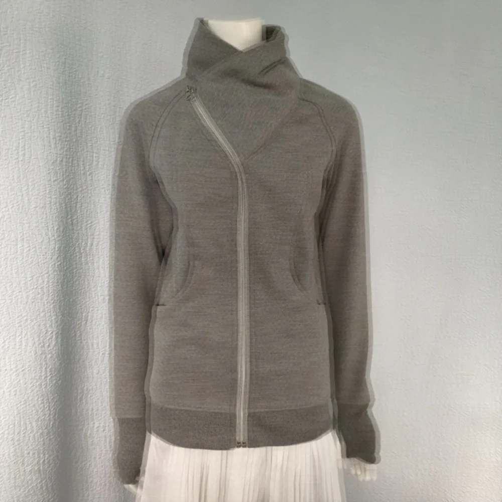 Lululemon Asymmetrical Gray Zip-Up Scuba Jacket - Picture 2 of 11
